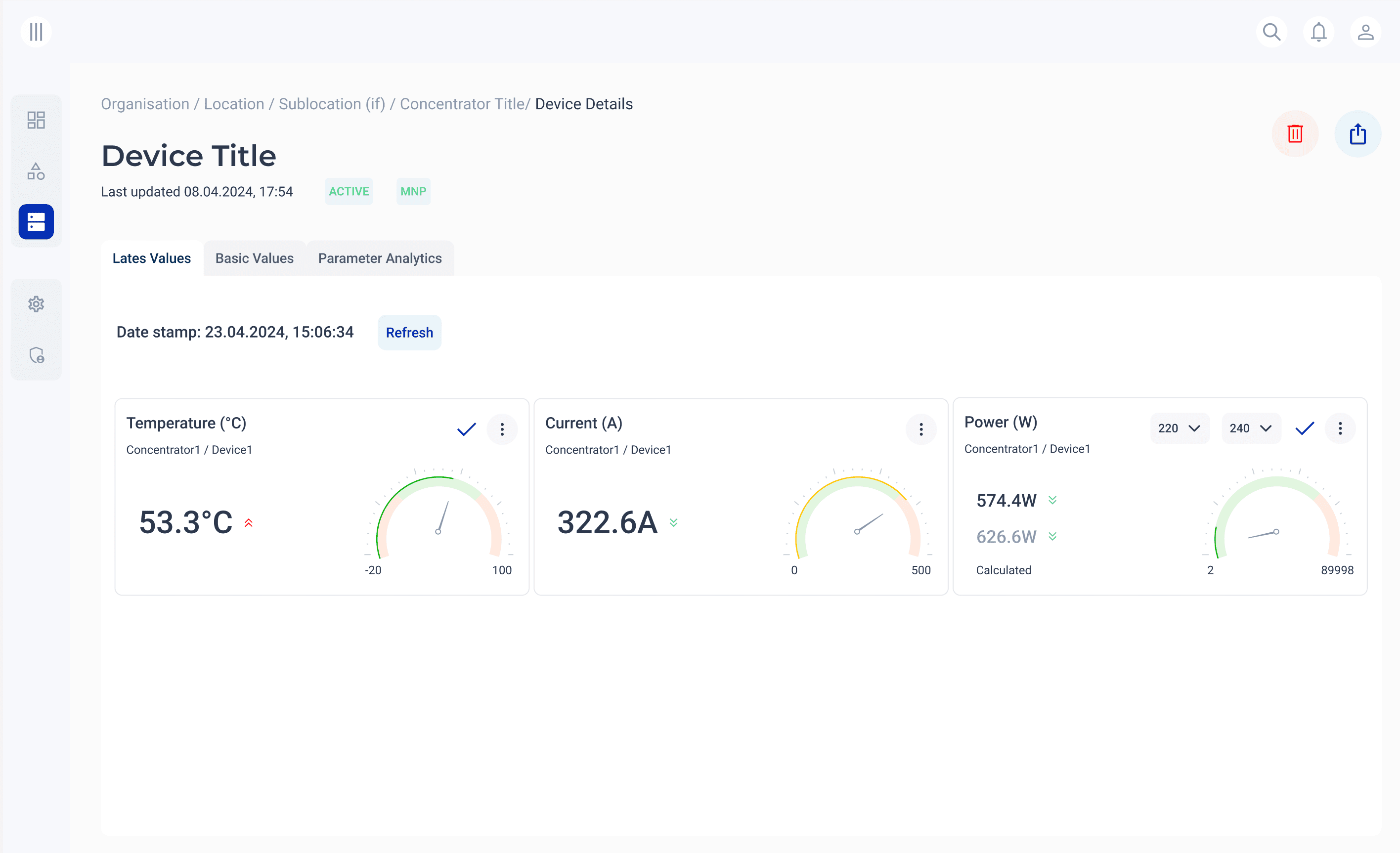 ETI redesigned device details interface